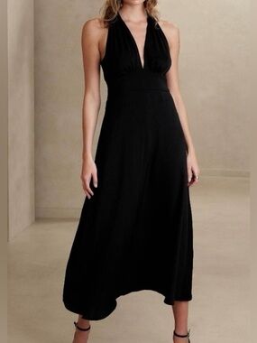 Banana Republic Black Maxi Halter Neck Dress